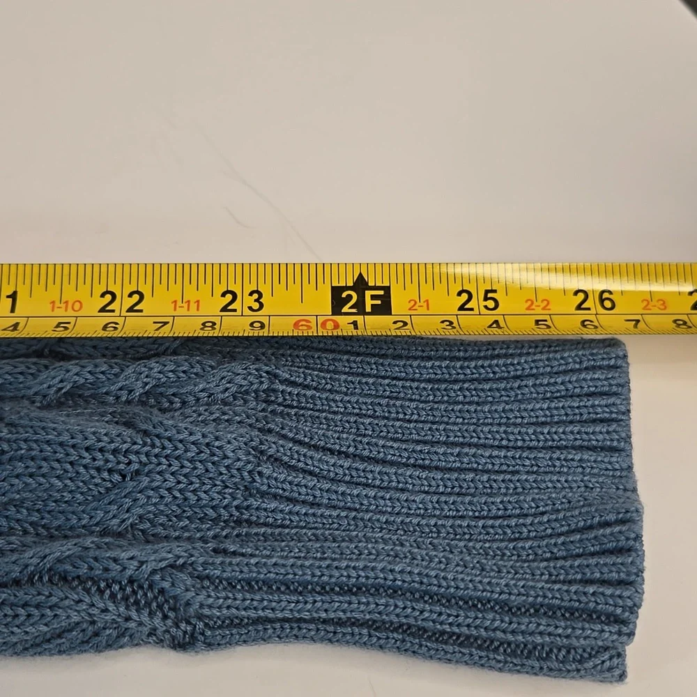 NWOT Belle by Kim Gravel Smoke Blue Cable Knit Cardigan Hip-Length - Picture 10 of 11